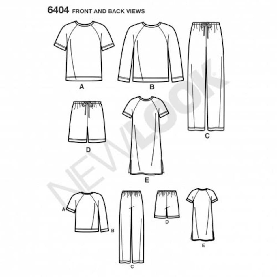 image 1 of New Look 6404 Paper Sewing Pattern – Men’s & Women’s Dresses, Trousers, Pyjamas & Tops, A (All Sizes), Beginner