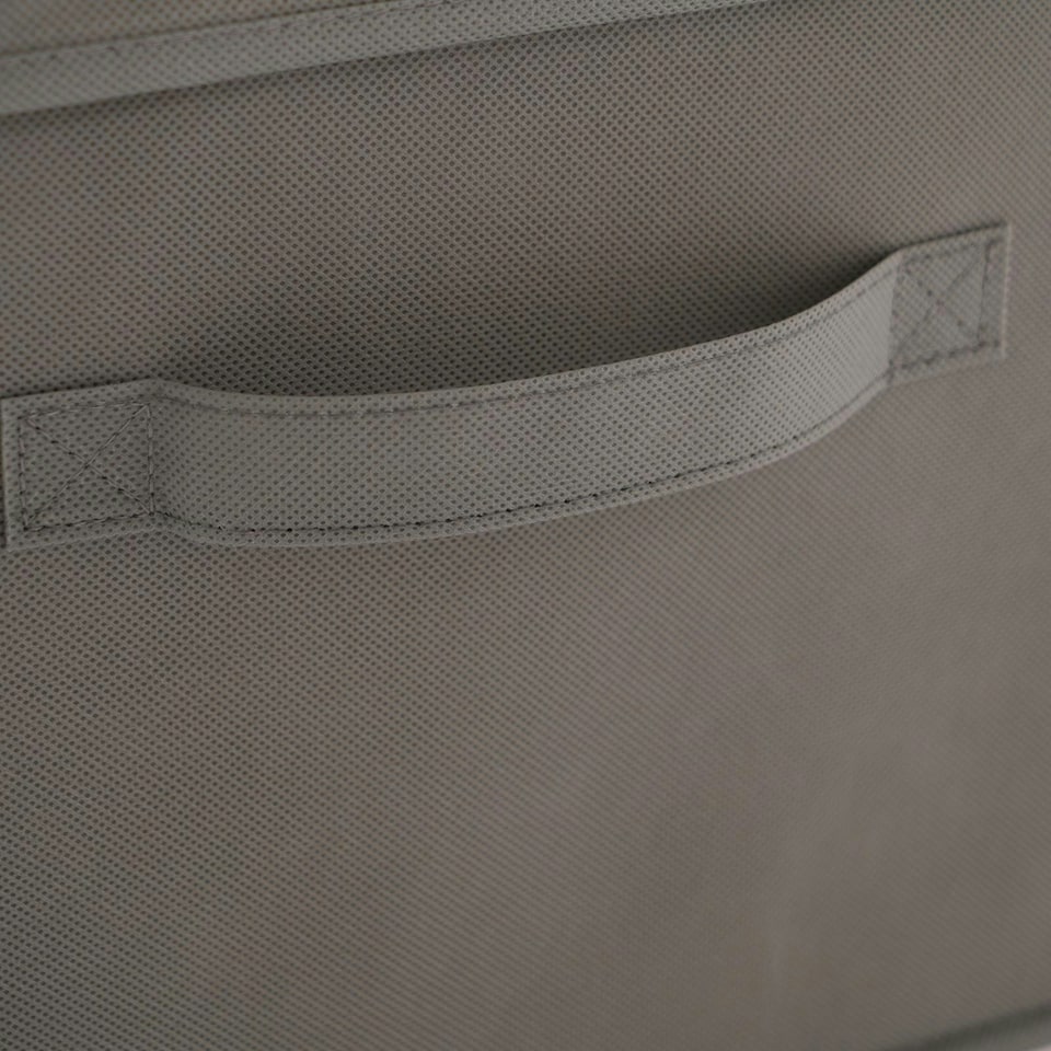 image 1 of OHS Folding Collapsible Fabric Storage Box With Lid, 38x25cm - Grey
