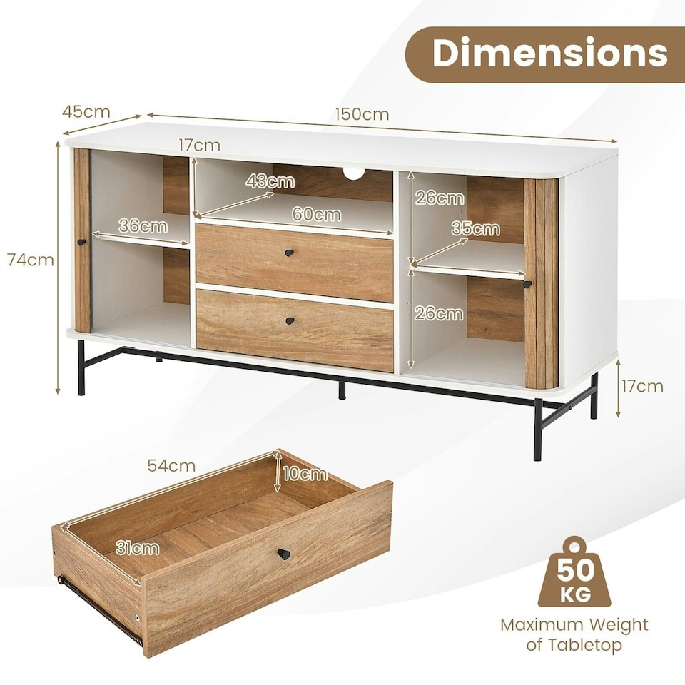image 1 of COSTWAY TV Stand for TVs 65 Inches Modern Entertainment Center White