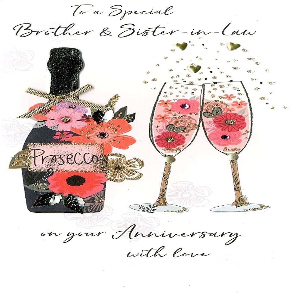 image 1 of Brother & Sister-in-Law Anniversary Greeting Card Hand-Finished Champagne Range Cards