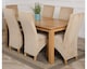 image 2 of Oslo 180 x 90 cm Large Oak Dining Table and 6 Lola Fabric Chairs | Brown | Beige