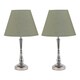 image 1 of Set of 2 Chrome Table Lamps with Stem Detail and Sage Green Shades Chrome | Green