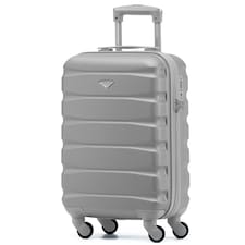 Flight Knight Cabin Suitcase 55x35x20cm, Lightweight Carry On Bag - Over 100 Airlines- Ryanair, EasyJet, British Airways - Hand Luggage, ABS Hard Shell TSA Lock Silver | Silver | Cabin Bag