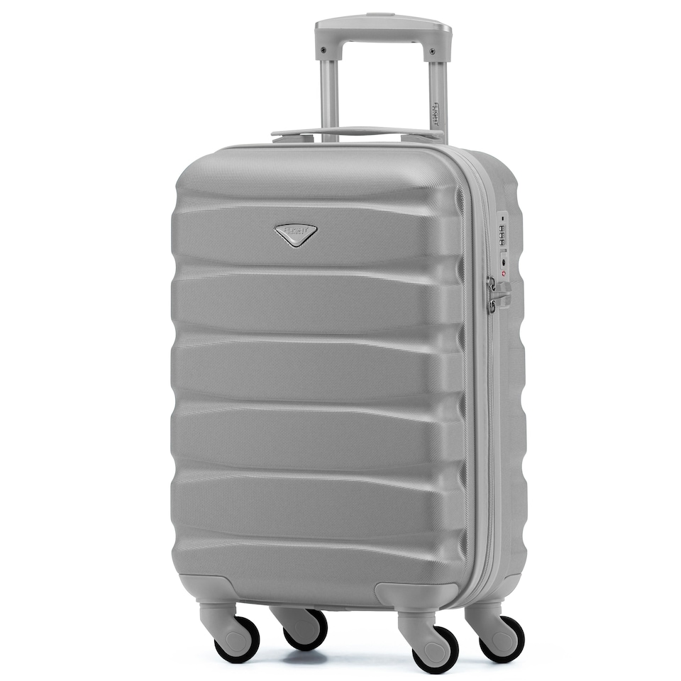 image 1 of Flight Knight Cabin Suitcase 55x35x20cm, Lightweight Carry On Bag - Over 100 Airlines- Ryanair, EasyJet, British Airways - Hand Luggage, ABS Hard Shell TSA Lock Silver | Silver | Cabin Bag