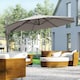 image 2 of Outsunny 3M Cantilever Parasol Aluminium Garden Umbrella with Crank, Grey