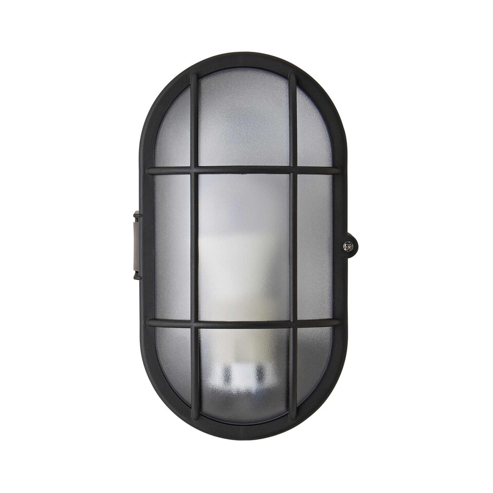 image 1 of ValueLights Carnforth Black Outdoor Garden Bulkhead Wall Light and Bulb