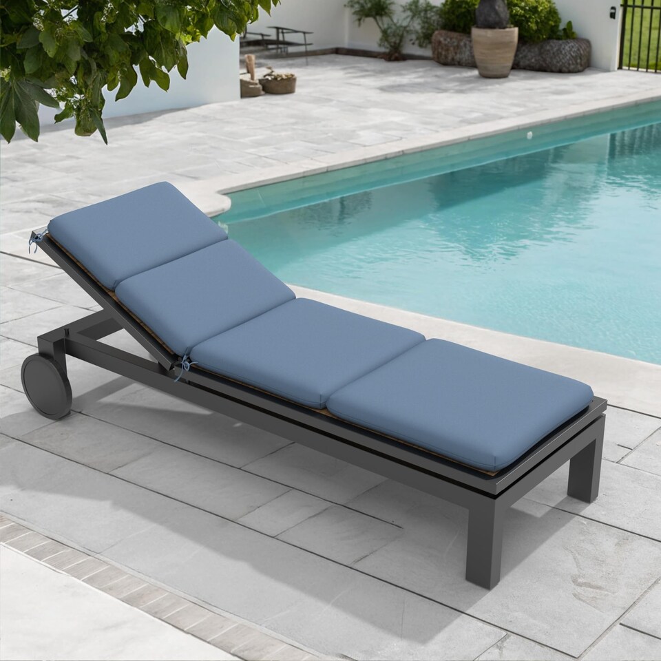 image 1 of Cover Rite Comfortable Rectangle Lounge Chair Cushion Pack of 2, back cushion 22.5 in W x 28 in H x 3 in D, Sky Blue