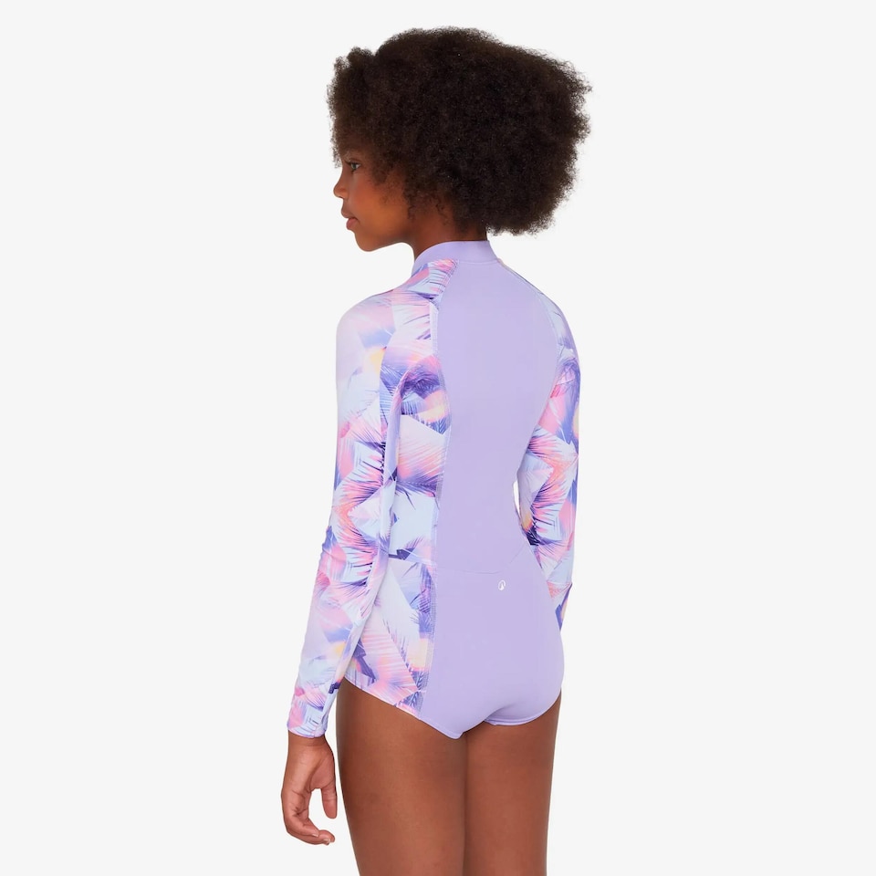 image 1 of Decathlon 500 Girls’ Surfing Front Zip Long Sleeve One-Piece Swimsuit