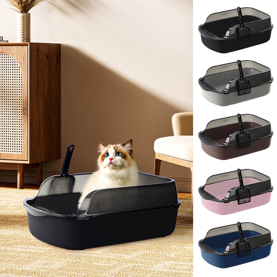image 1 of Living and Home Large Anti-splashing Detachable Cat Litter Box | Grey