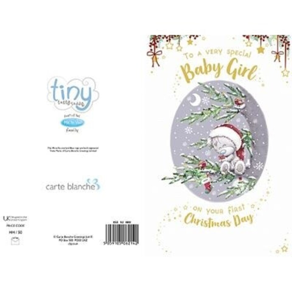 image 1 of Bear In Tree Special Baby Girl 1st Christmas Card