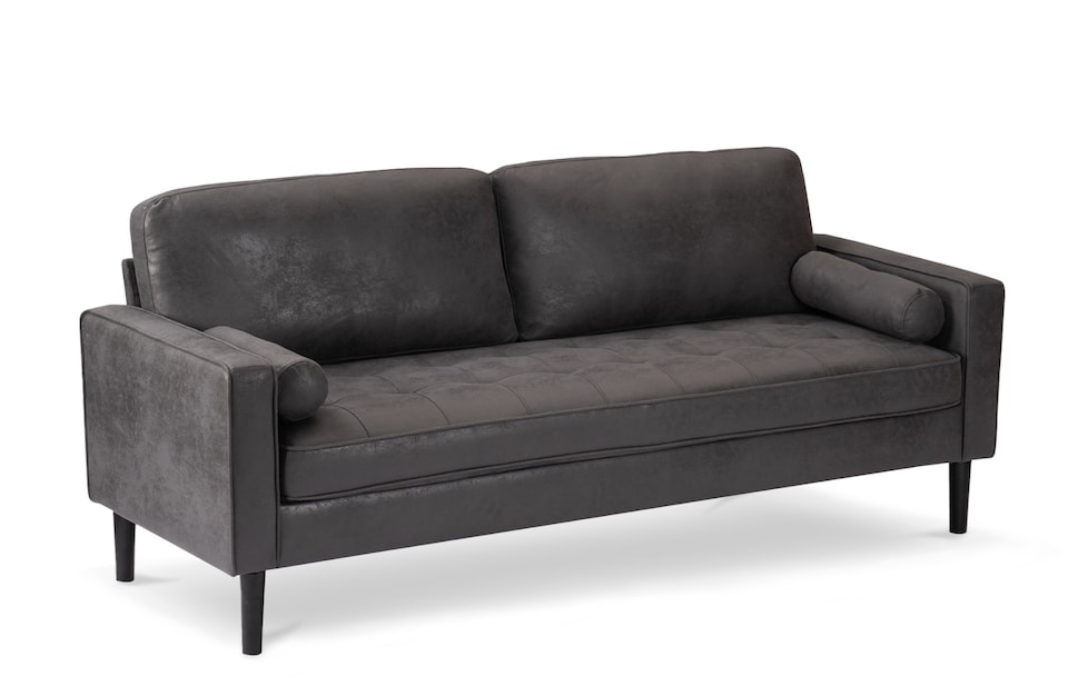 image 1 of Faux Leather Suede Grey 3 Seater Sofa BRINDISI