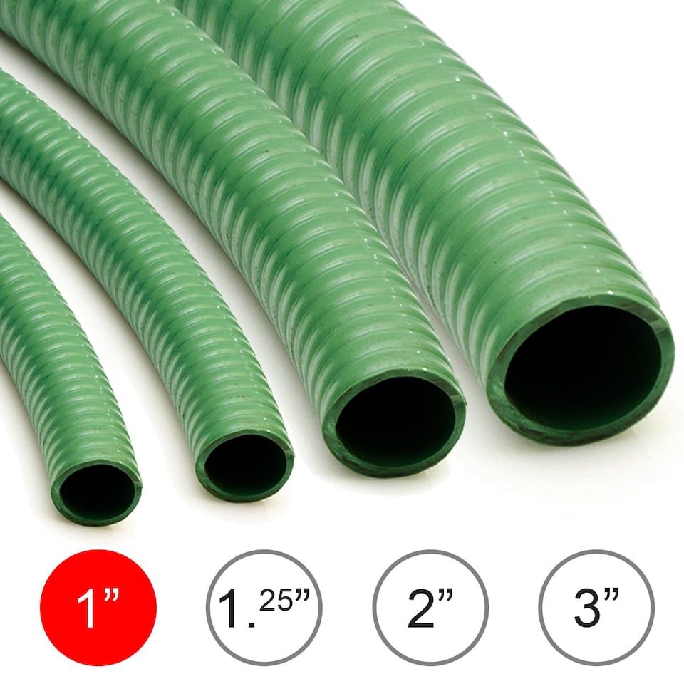 5M Reinforced Suction & Discharge Drain Pump Hose Wolf 1 inch (25mm) PVC Pipe for Flood Water, Ponds
