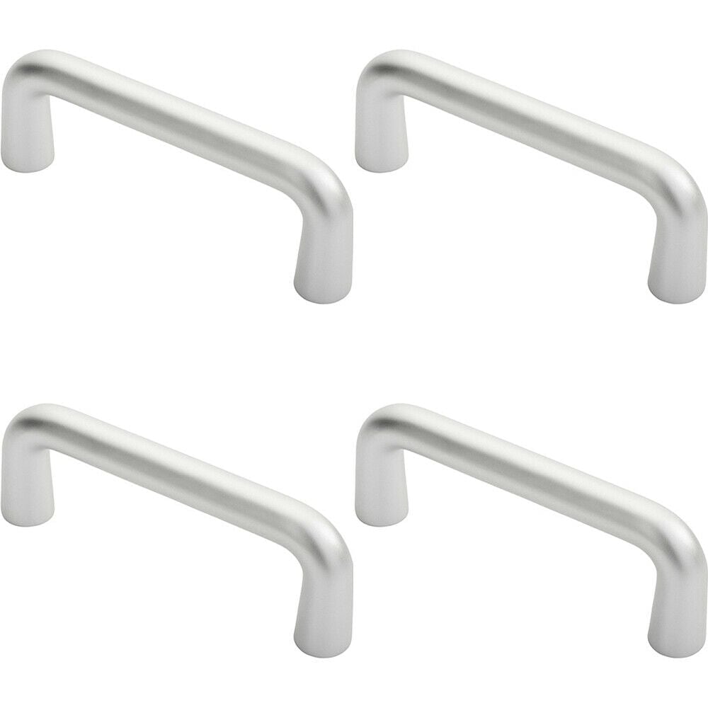 Loops 4x Rounded D Shaped Bar Handle 150 x 19mm Diameter Satin Anodised Aluminium