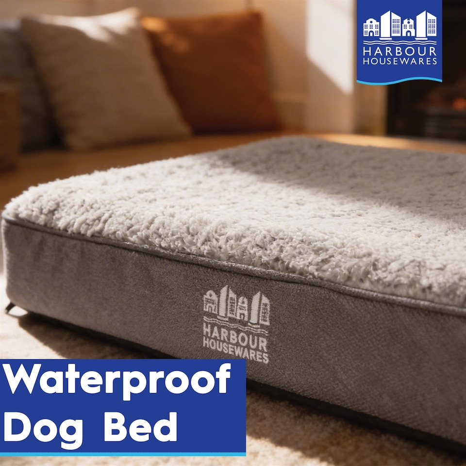 image 1 of Harbour Housewares Waterproof Dog Bed - Large - Grey