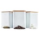 image 1 of Cooks Professional Kitchen Storage Set | 3-Piece Square with Bamboo Lids | Tea Coffee Sugar | White