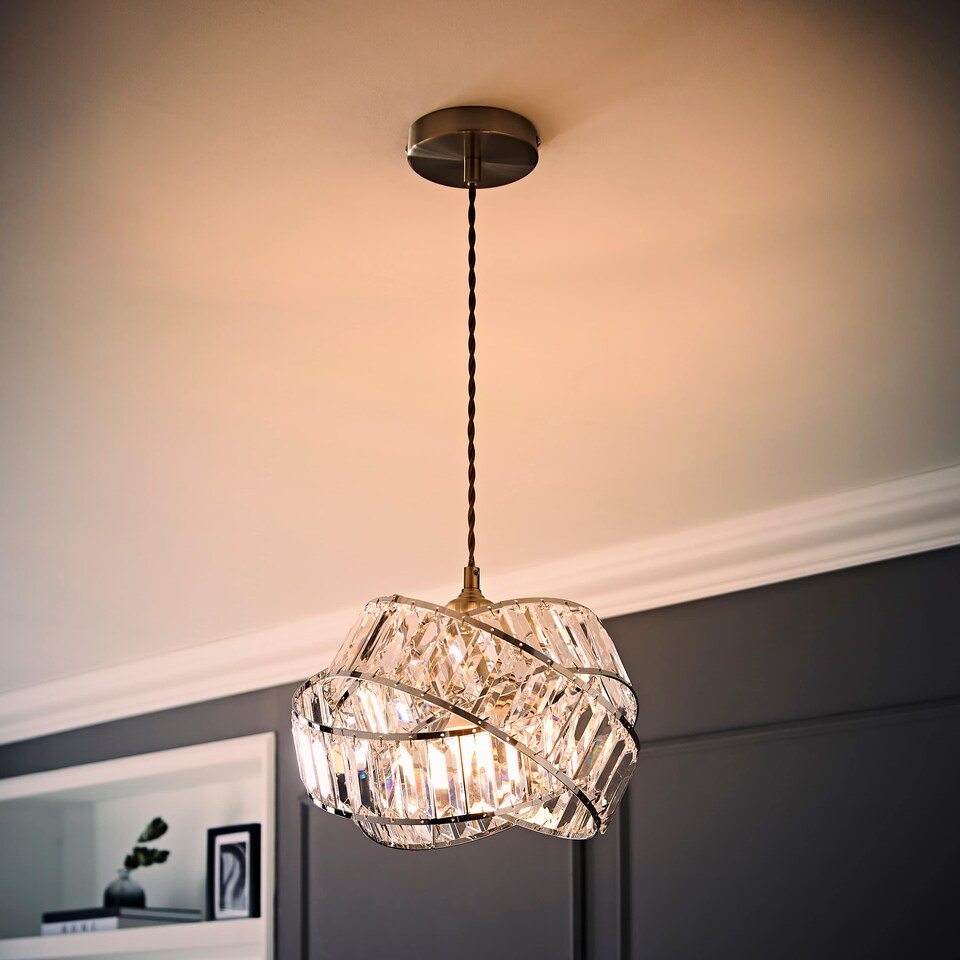 image 1 of ValueLights Hudson Silver Ceiling Pendant Shade Clear
