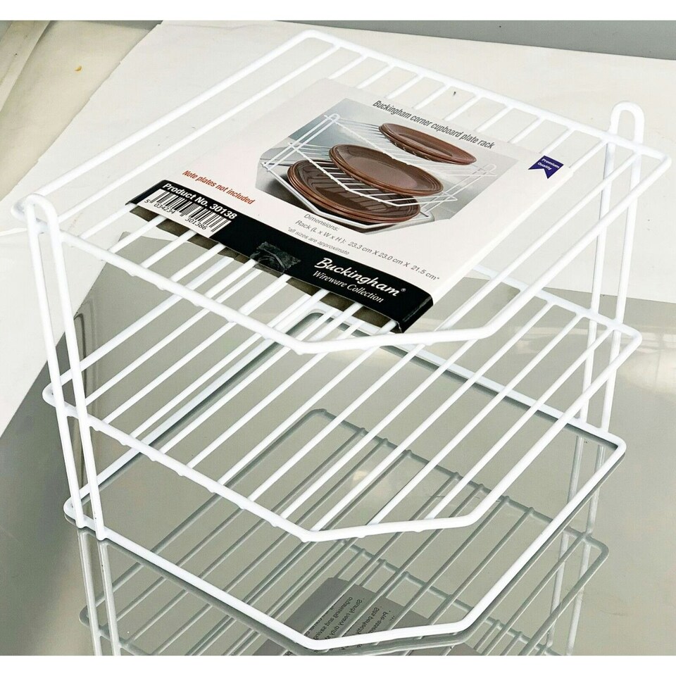 image 1 of Buckingham 3 Tier Kitchen Plate Organising Rack 23 cm , White