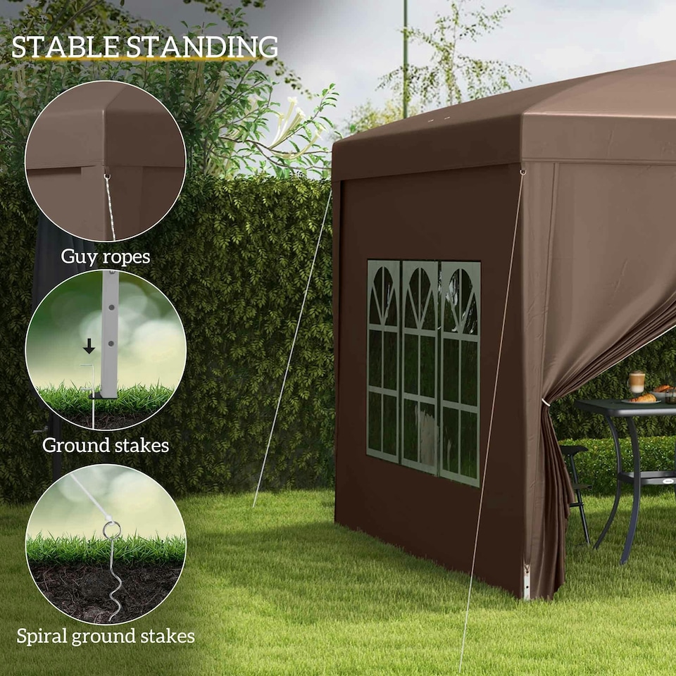 image 1 of Outsunny 3x3 m Pop Up Gazebo Party Tent Canopy Marquee with Storage Bag Coffee