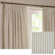 Yard Hebden Striped Cotton Natural Pencil Pleat Curtains 168 x 183cm