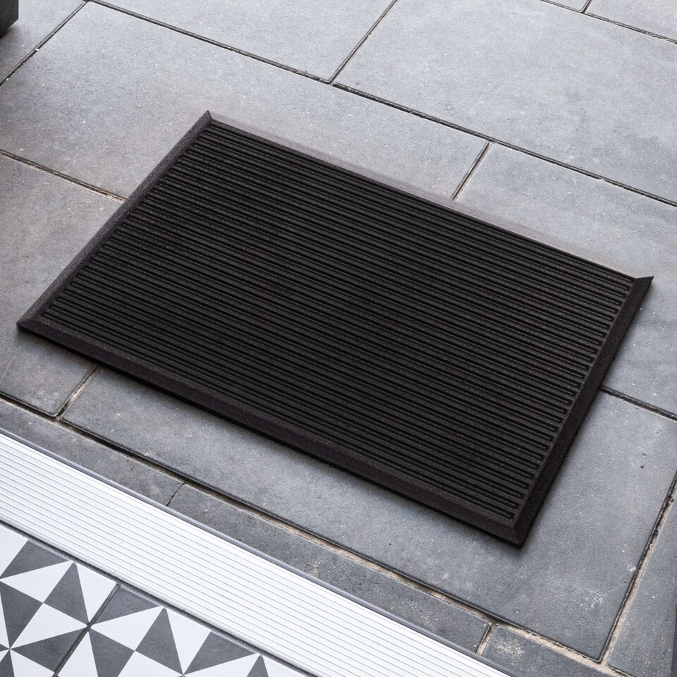 image 1 of Nicoman Ribbed Harmony Entrance Doormat 120x80cm | Black | 120x80cm