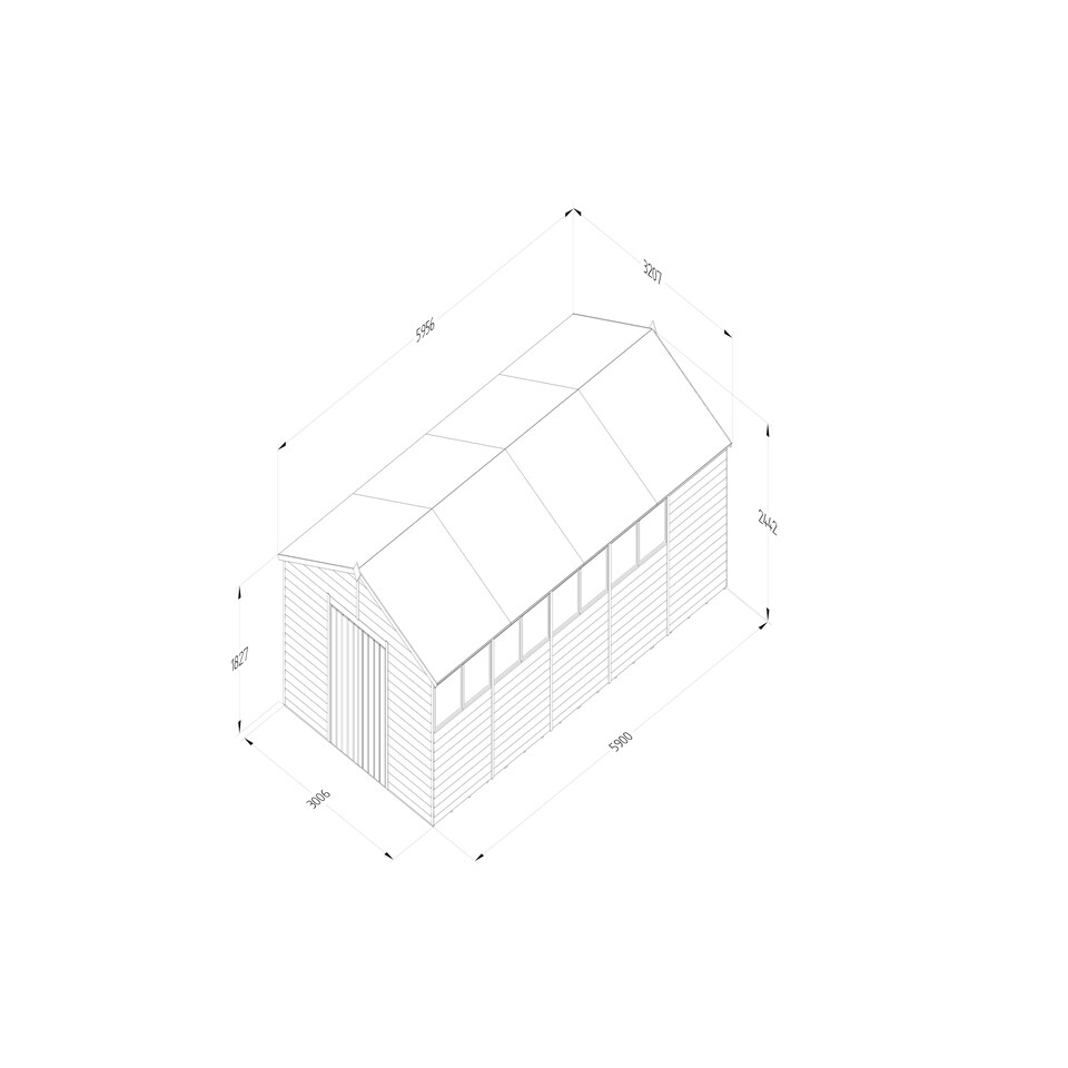 image 1 of Forest Garden 10x20 4LIFE Apex Shed 25yr Guarantee Overlap Pressure Treated- Double Door - 8 Windows Brown