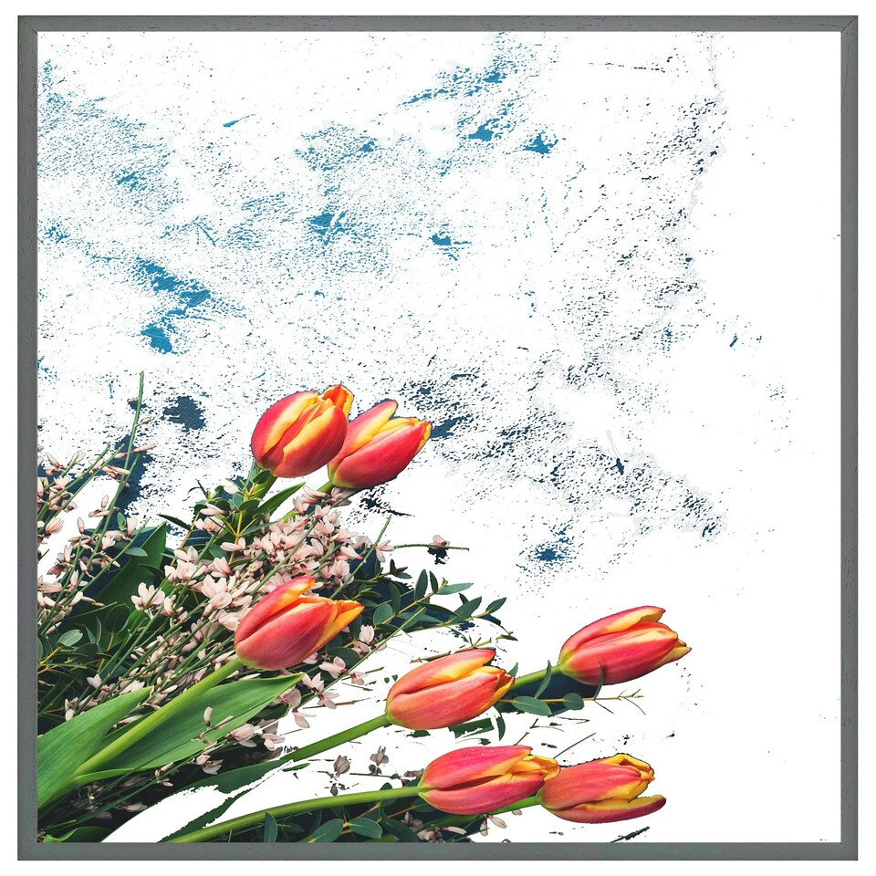 image 1 of Flowers on marble (Picture Frame) Brown | M