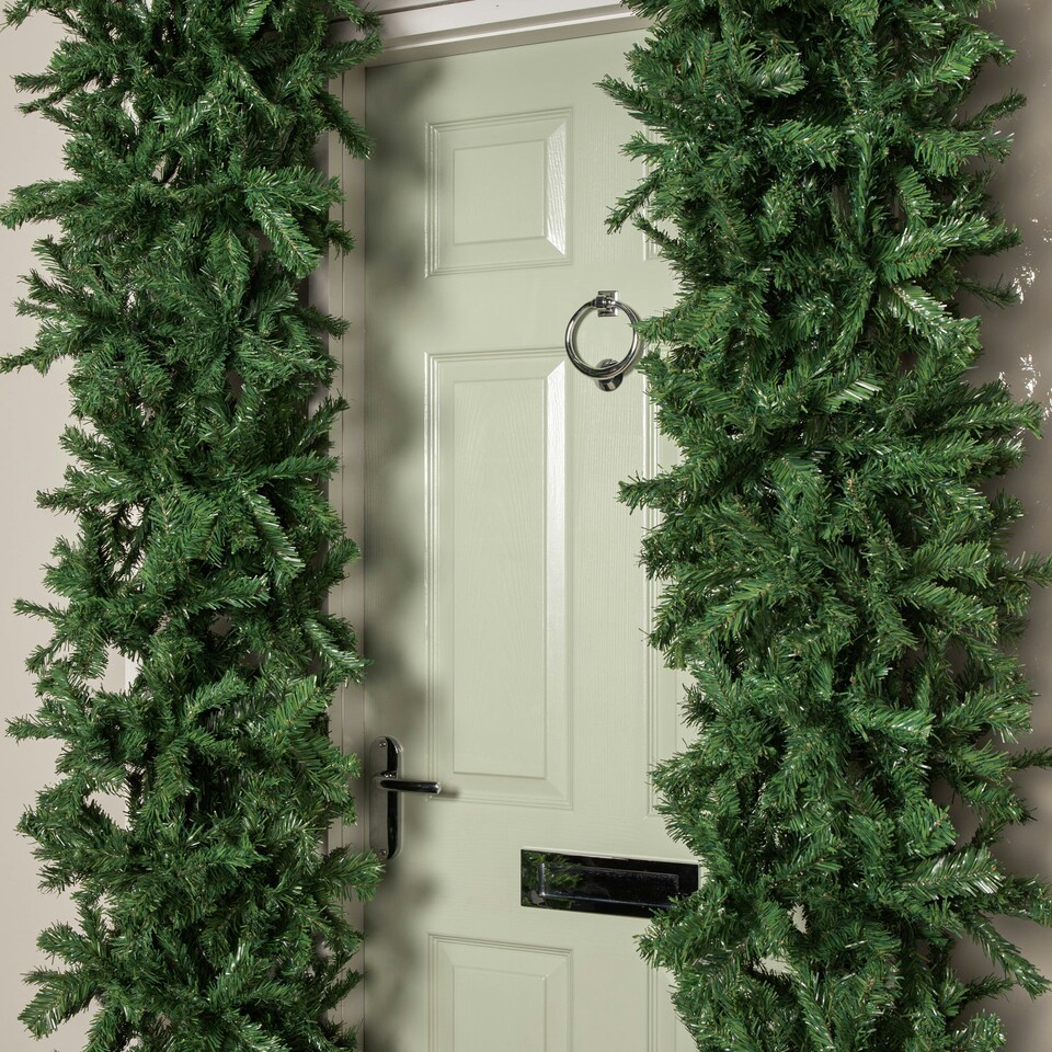 image 1 of 8ft (2.52m) Slimline Single Door Artificial Christmas Tree Arch in Green with 2000 Tips