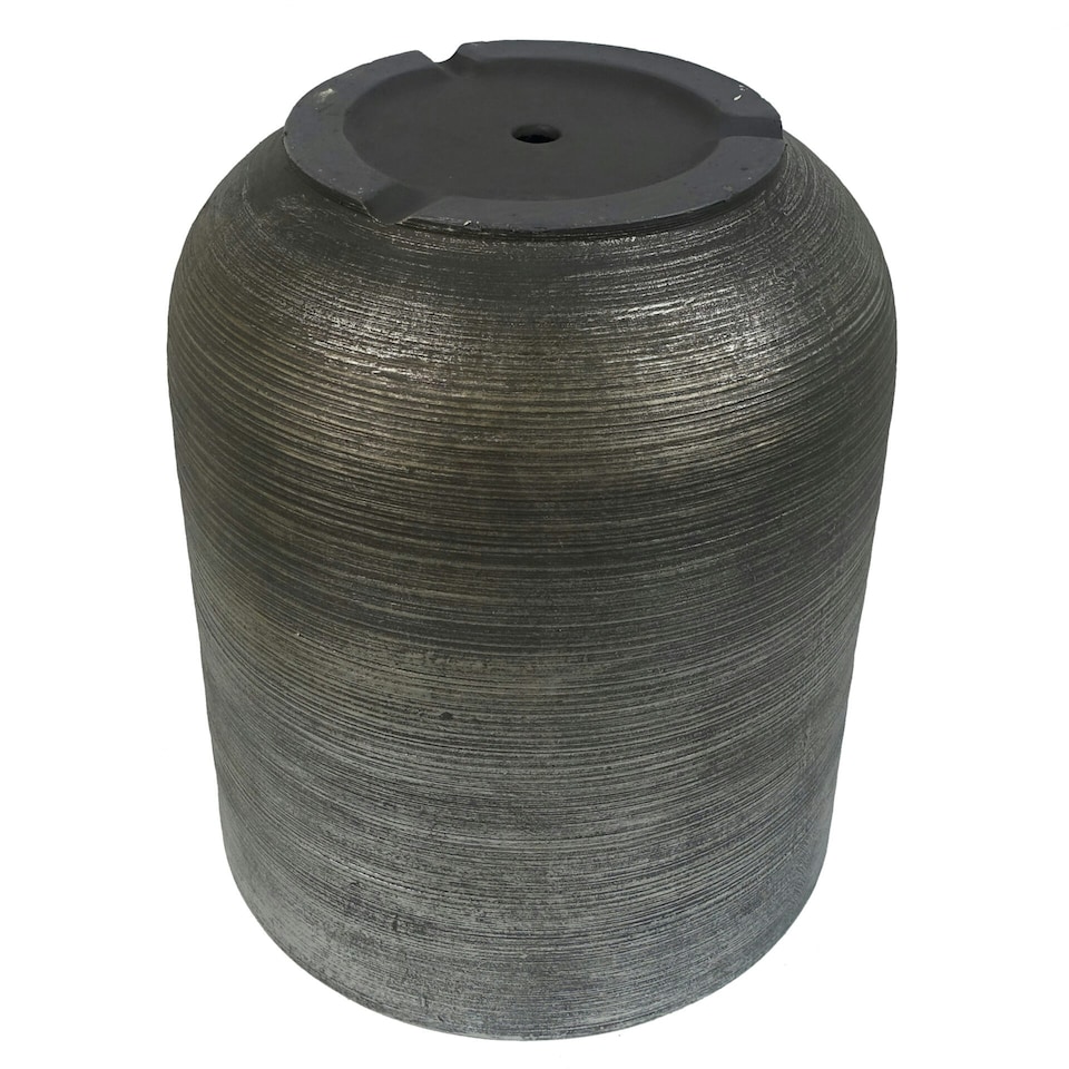 image 1 of 39cm x 33cm Coya Silver Ridged Planter Large Composite Plant Pot
