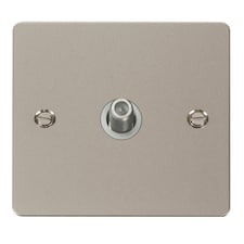 SE HOME Flat Plate Pearl Nickel Satellite Socket 1 Gang - White Trim - SE Home White | Pearl Nickel