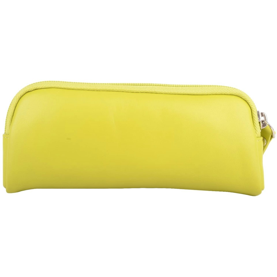 image 1 of Multi-Purpose Genuine Soft Leather Glasses Pencil Cosmetic Case Yellow | Citrus