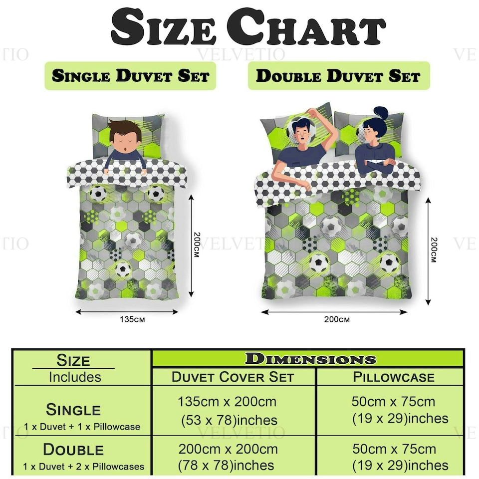 image 1 of VELVETIO Football Stamp Duvet Cover Set Easy Care Polycotton Kids Beddings Grey | Single