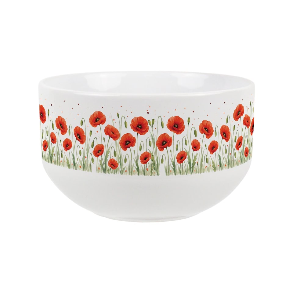 image 1 of Summer Poppies Ceramic Bowl - Set of 4