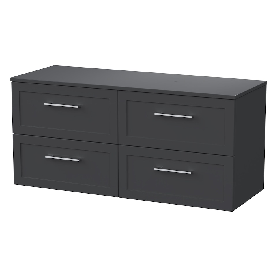 image 1 of Balterley Stonnall Traditional Wall Hung 4 Drawer Vanity Unit with Laminate Worktop, 1200mm, Dark Grey