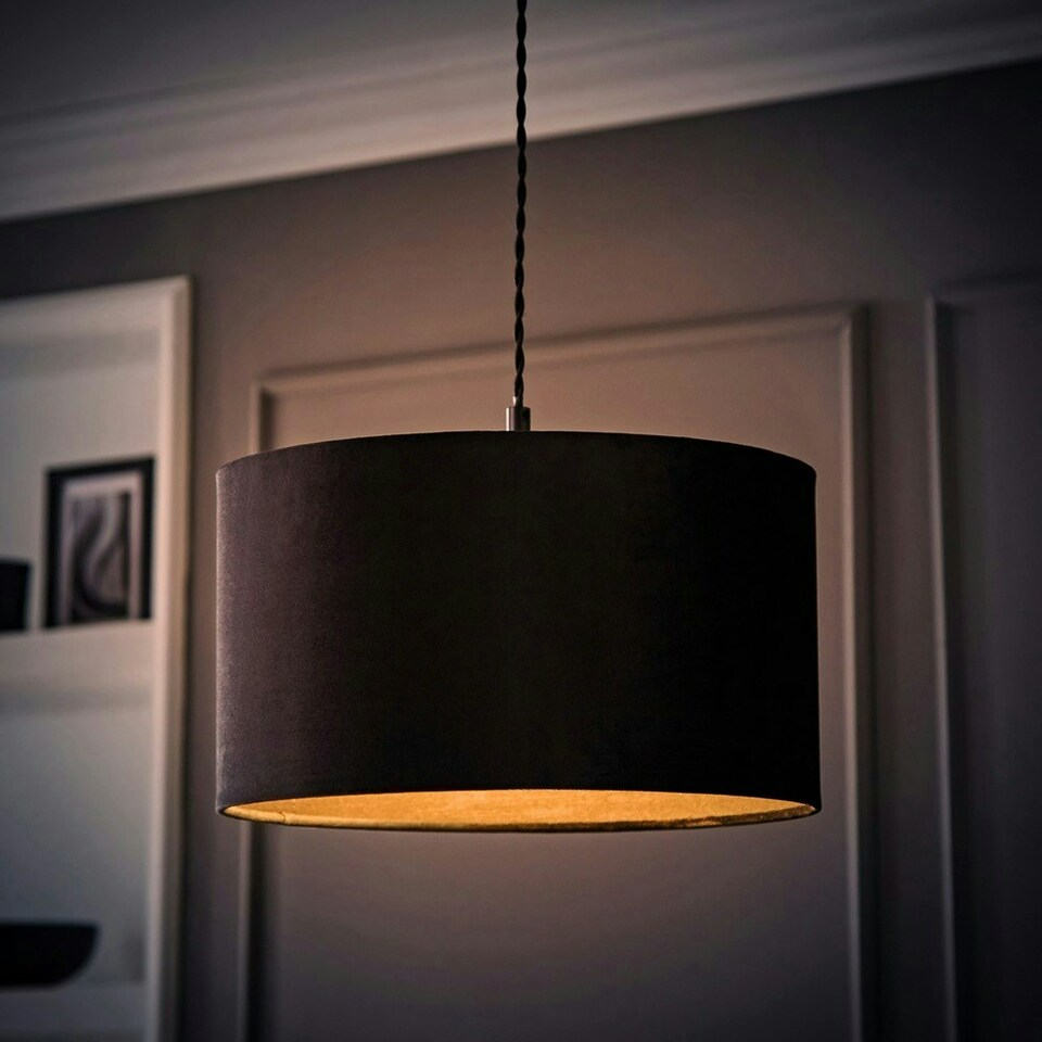 image 1 of ValueLights Reni Medium Black Velvet Pendant Shade