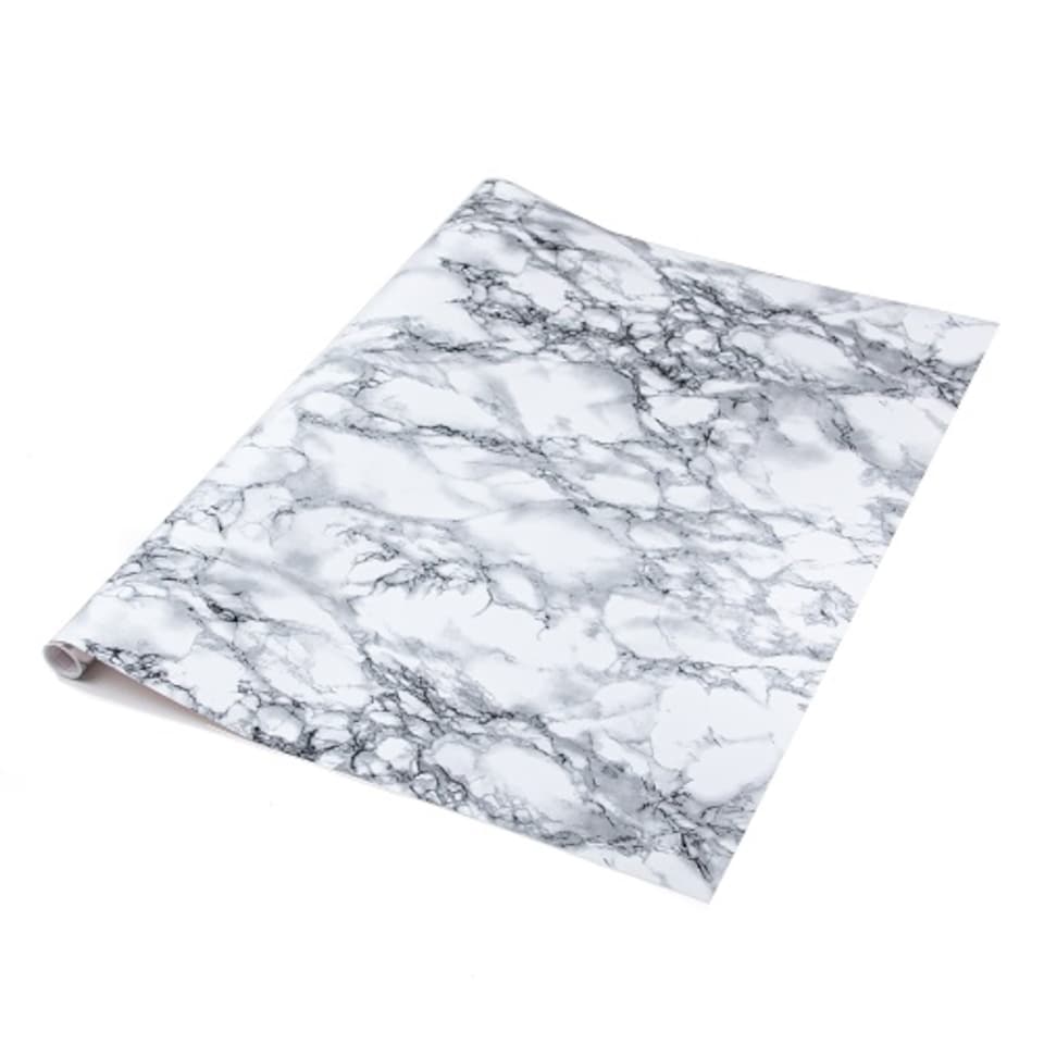 image 1 of Sticky Back Plastic Marble White Kitchen Self-adhesive Vinyl Wrap for Cupboards, Doors and Worktops 67.5cm x 2m (7 rolls) - d-c-fix