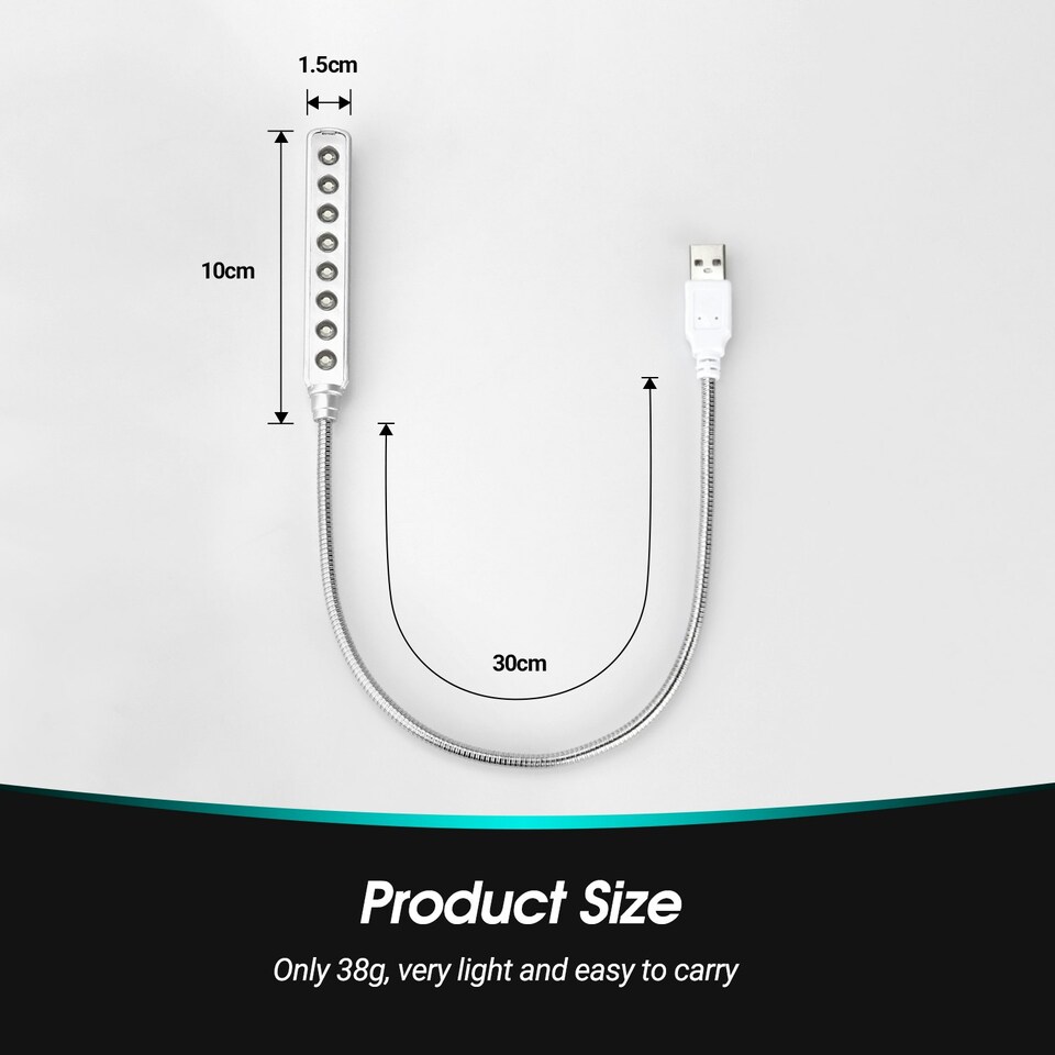 image 1 of USB Powered LED Lamp Light with Flexible Gooseneck For Keyboard, Desk, or Reading - Daffodil ULT05 | Silver
