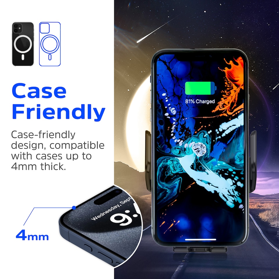 image 1 of Energizer In-Car Magnetic QI Wireless charger Android Black