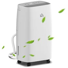 HOMCOM 12LDay Dehumidifier with Continuous Drainage, 2.5L Water Tank, 24H Timer, Humidity Display, for Home Damp, Condensation, Mould and Laundry Drying, White