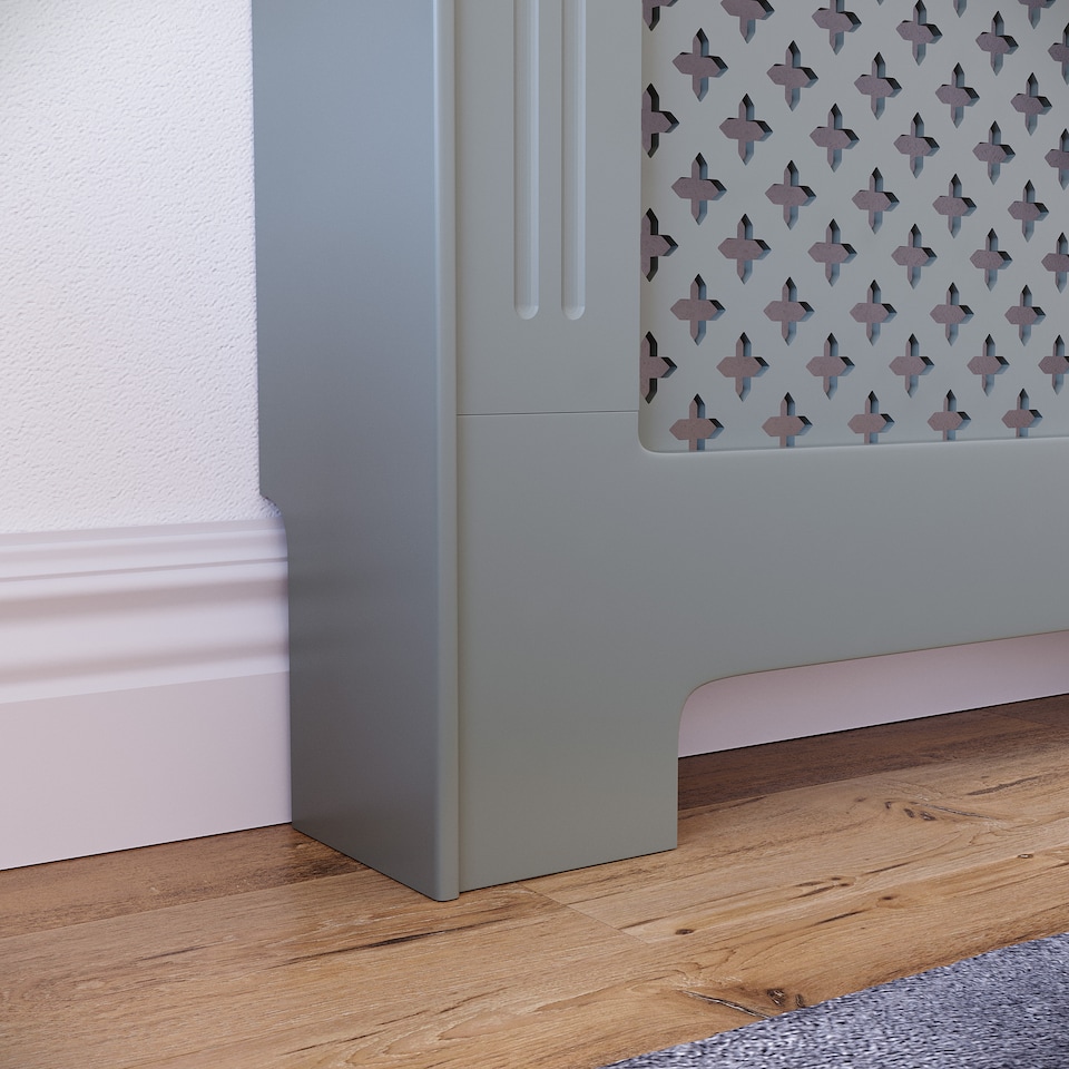 image 1 of Vida Designs Oxford Radiator Cover Painted MDF Cabinet, Grey, 152cm