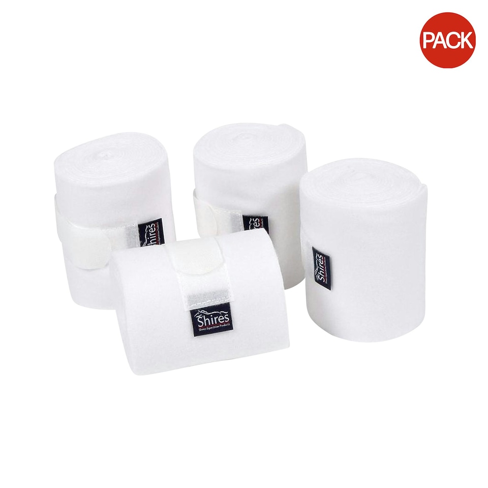 image 1 of Shires Fleece Horse Bandages (Pack of 4) - White - 11cm x 3m