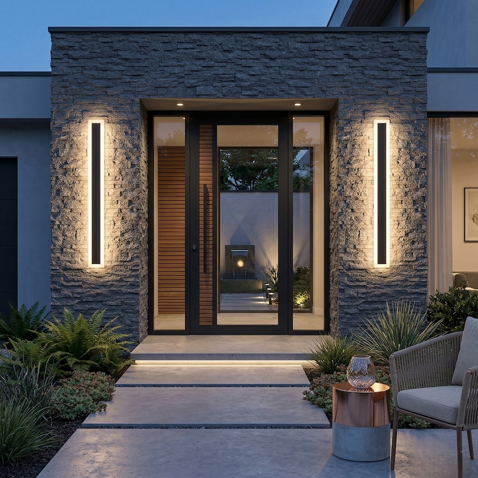 image 1 of Ener-J Outdoor LED Wall Light 100cm Black 24W Warm White IP65 Linear Bar