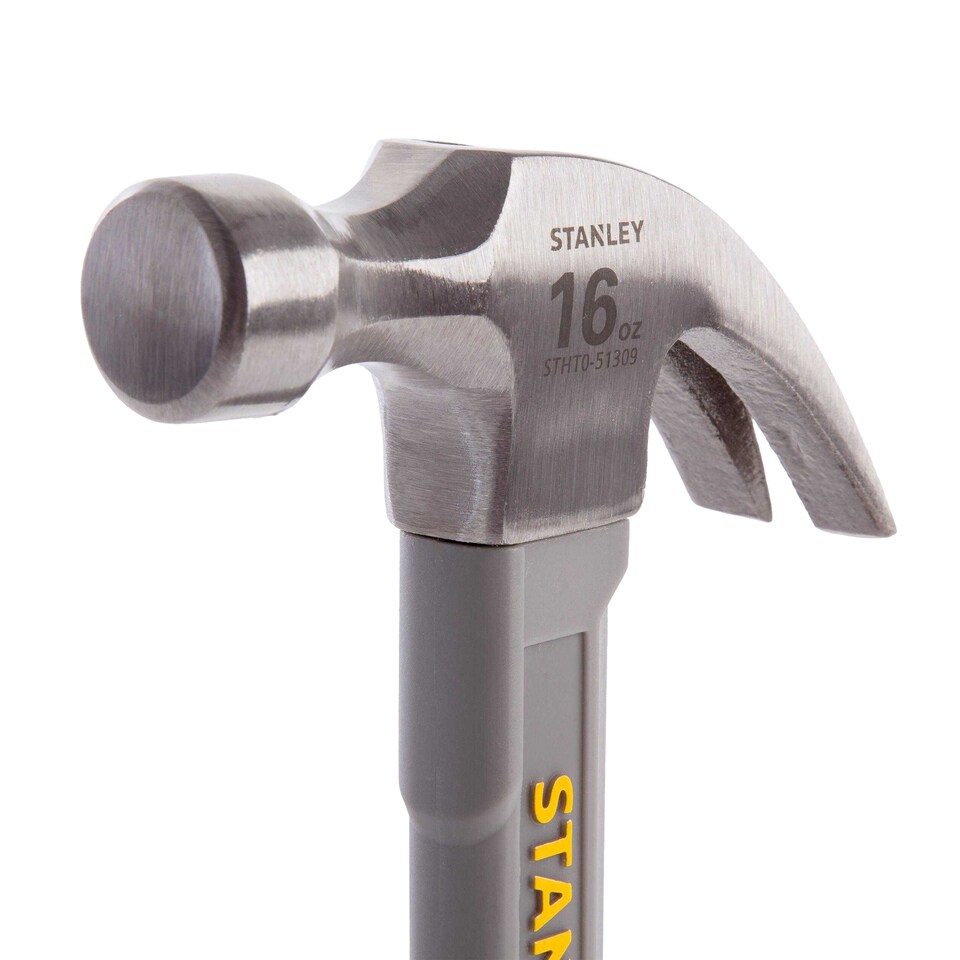 image 1 of Stanley STHT0-51310 Curved Fibreglass Claw Hammer | Silver | Silver/Yellow/Black | 450g | 1