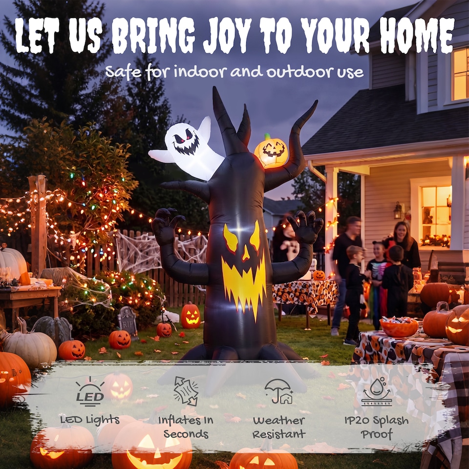 image 1 of Outsunny 8 FT Halloween Inflatable Spooky Tree with Built-in LED Lights