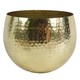 image 1 of Leaf Large Metal Planter 22 x 18cm Hammered Brass Gold Colour - Straight Edge | Gold