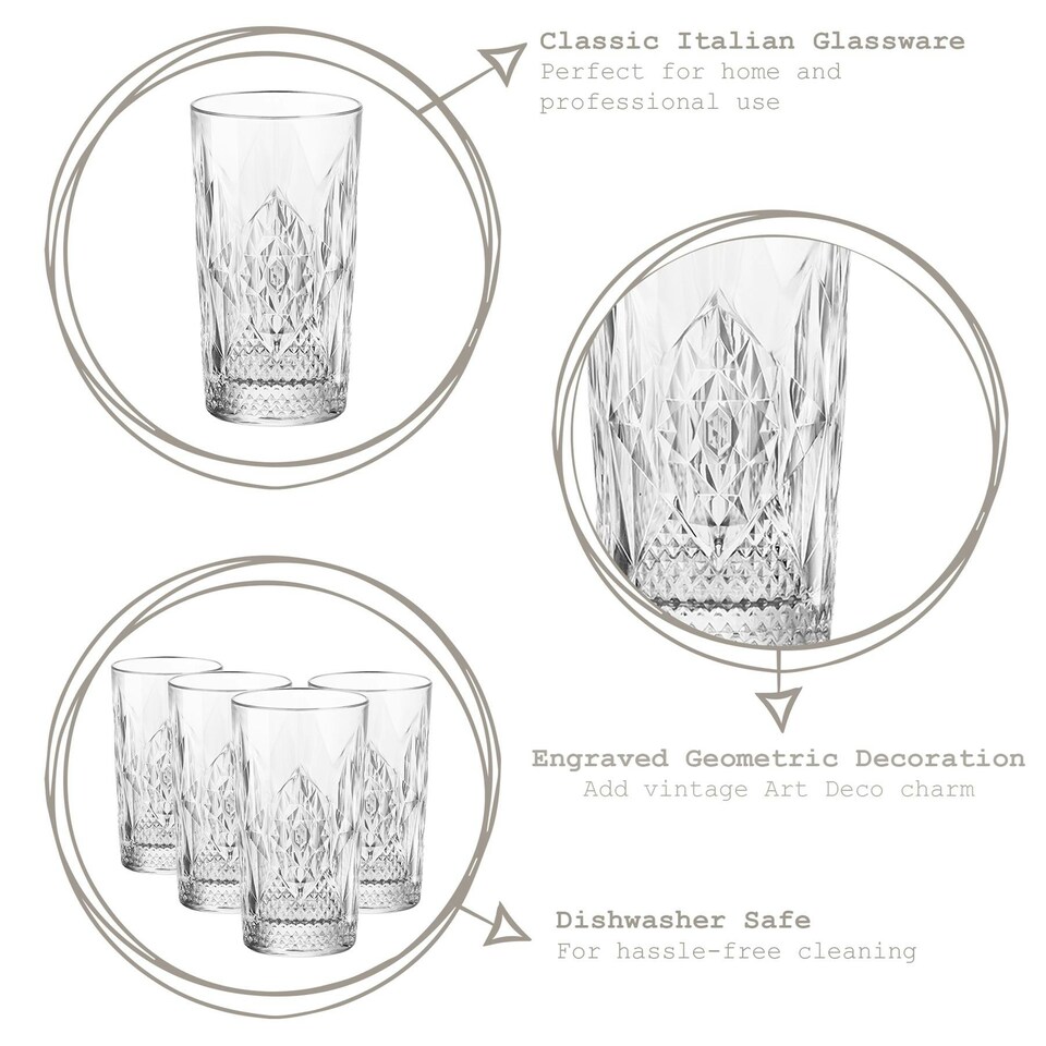 image 1 of Bormioli Rocco Bartender Stone Highball Glasses - 490ml - Pack of 4 Clear