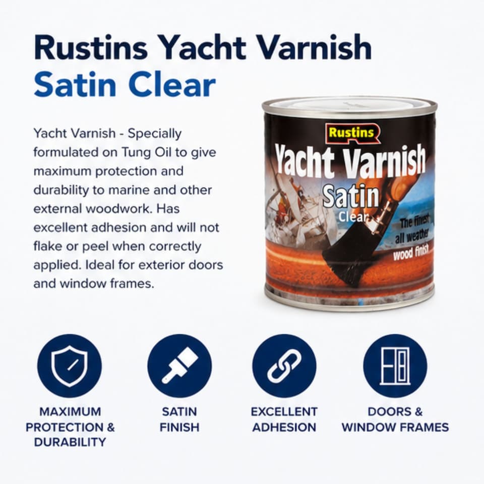 image 1 of Rustins Yacht Varnish Clear Satin 1L