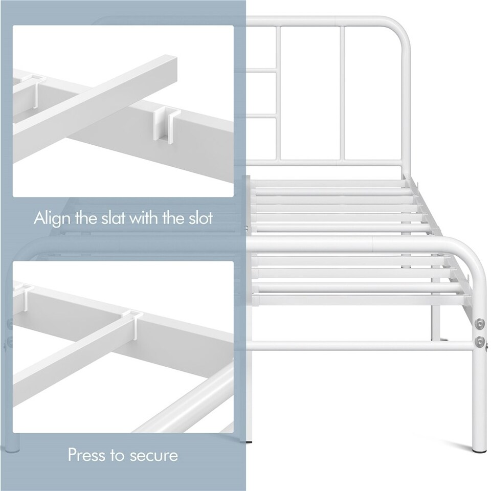 image 1 of Yaheetech Romantic 4ft6 Double Metal-Framed Bed with High Headboard White