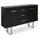 image 1 of Interiors by Premier Grey Elm Wood Sideboard, Natural Grey‑Finished Elm Cabinet with Polished Stainless‑Steel U‑Legs Black