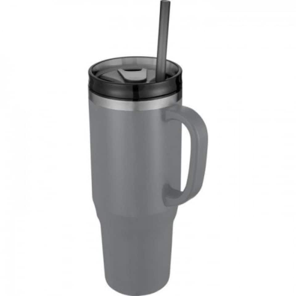 Melbourne 1200ml Mug With Straw - Grey - One Size