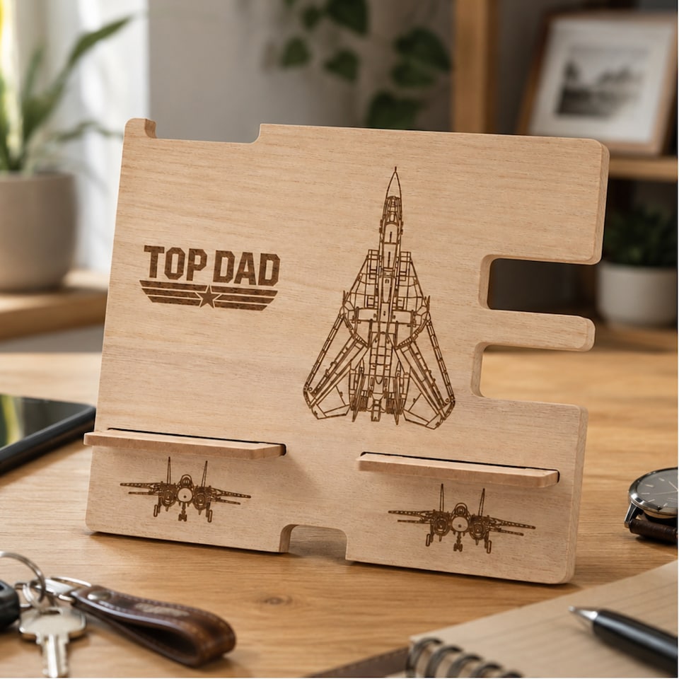 image 1 of Top Gun Wooden Desk Tidy Brown
